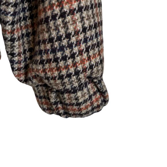 Old Navy Houndstooth Bomber Jacket Brown Plaid Chore Coat Sporty Preppy Size S - Picture 7 of 9